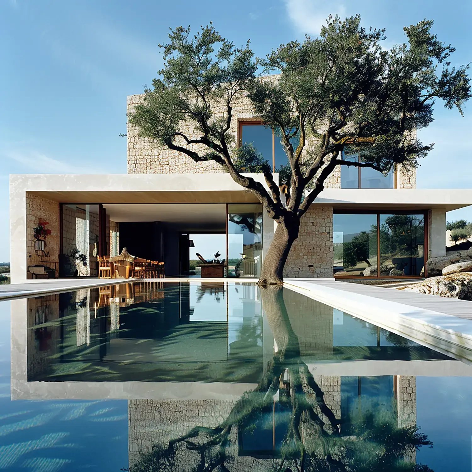 Una bellissima villa di design con piscina 